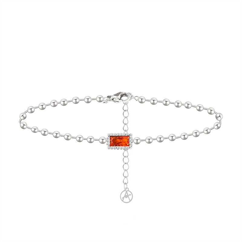 BRACCIALE CATENA A SFERA CON RETTANGOLO ARANCIONE - YC2548B259