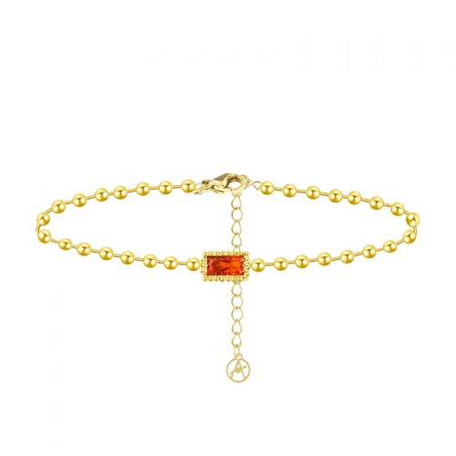 BRACCIALE CATENA A SFERA CON RETTANGOLO ARANCIONE - YC2548B259