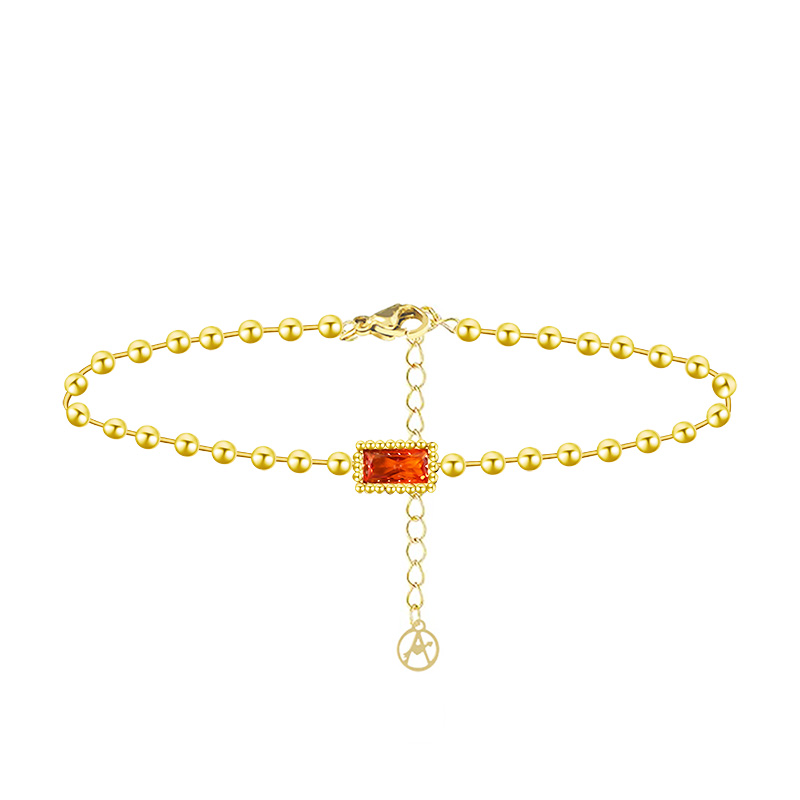 BRACCIALE CATENA A SFERA CON RETTANGOLO ARANCIONE - YC2548B259