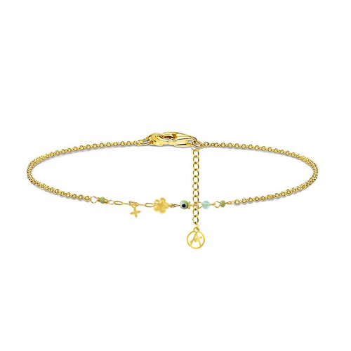 BRACCIALE CON FIORE E OCCHIO DI DIAVOLO - YC2552B135