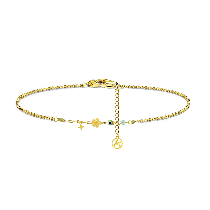 BRACCIALE CON FIORE E OCCHIO DI DIAVOLO - YC2552B135