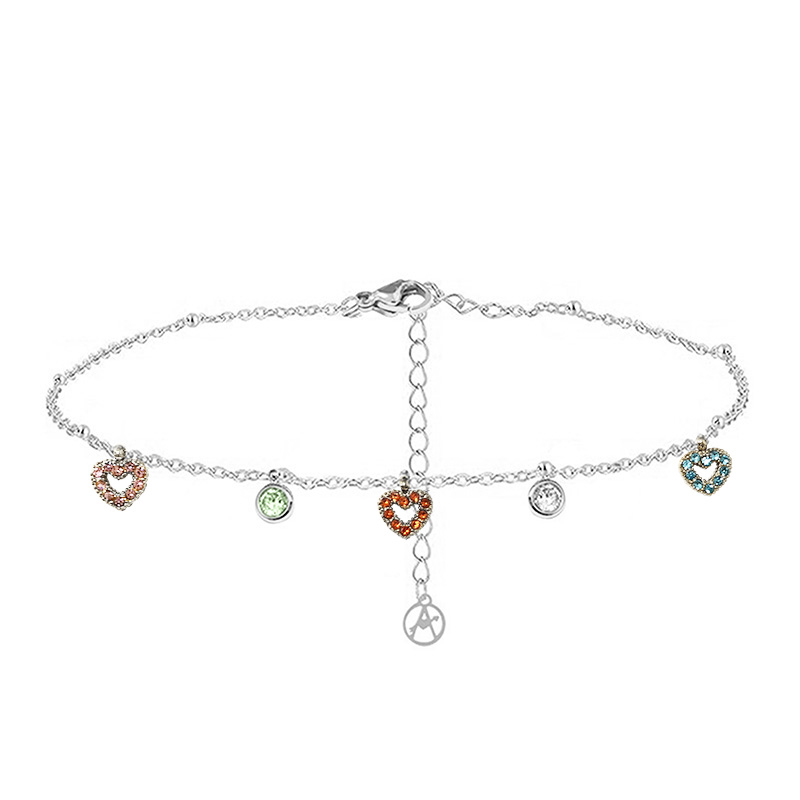 BRACCIALE CON CUORI PENDENTI IN ZIRCONE - YC25624B255