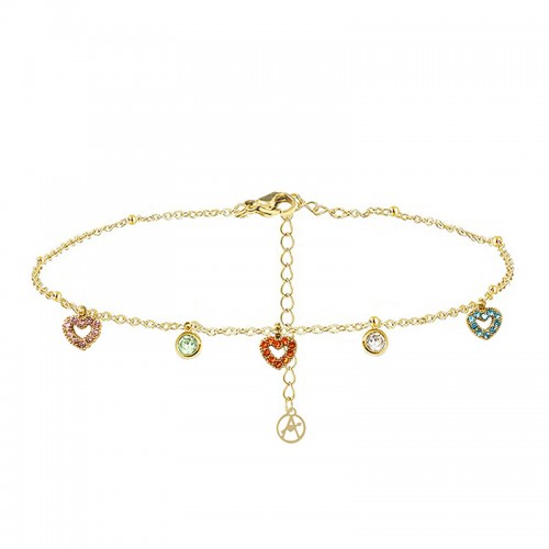 BRACCIALE CON CUORI PENDENTI IN ZIRCONE - YC25624B255