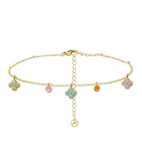 BRACCIALE CON QUADRIFOGLI PENDENTI IN ZIRCONE - YC25624B257