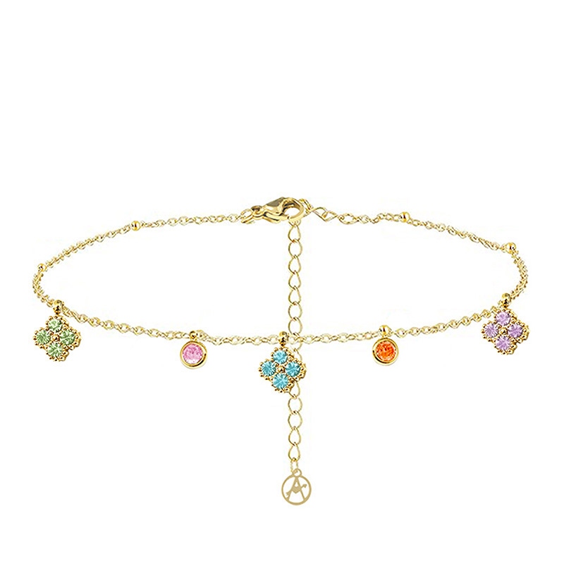 BRACCIALE CON QUADRIFOGLI PENDENTI IN ZIRCONE - YC25624B257