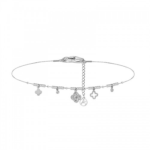 FOUR-LEAF CLOVER BRACELET WITH SMALL SPHERES AND CHARMS - YC2588B138