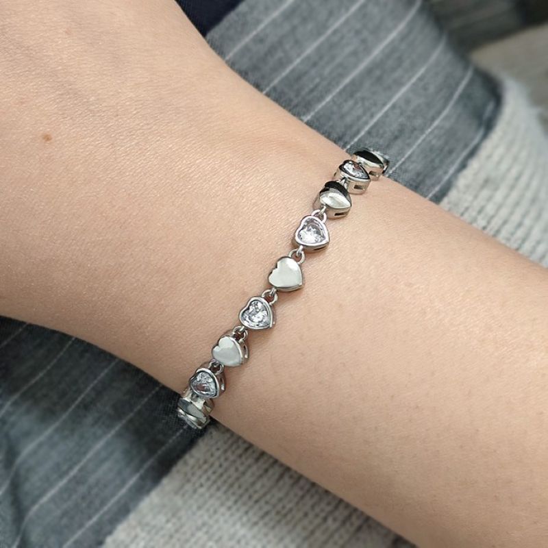 BRACCIALE CUORI CON ZIRCONE ALTERNATO - YC2588B276