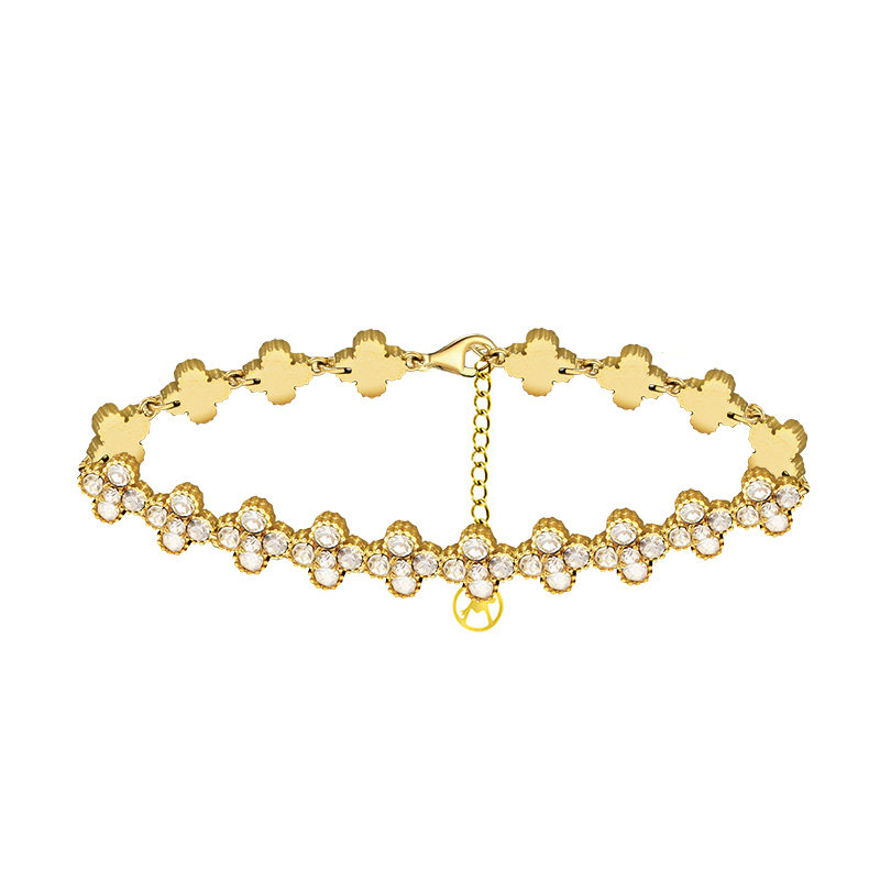 BRACCIALE QUADRIFOGLI CON ZIRCONE - YC2588B280