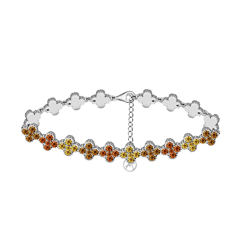 BRACCIALE A QUADRIFOGLI CON STRASS COLORATI - YC2588C232