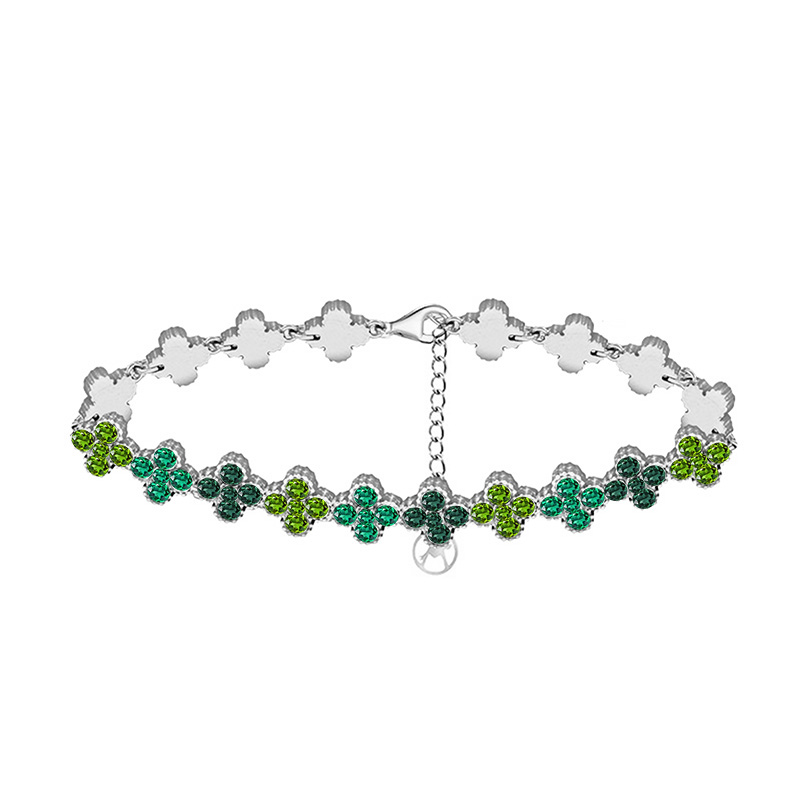 BRACCIALE A QUADRIFOGLI CON STRASS COLORATI - YC2588C232