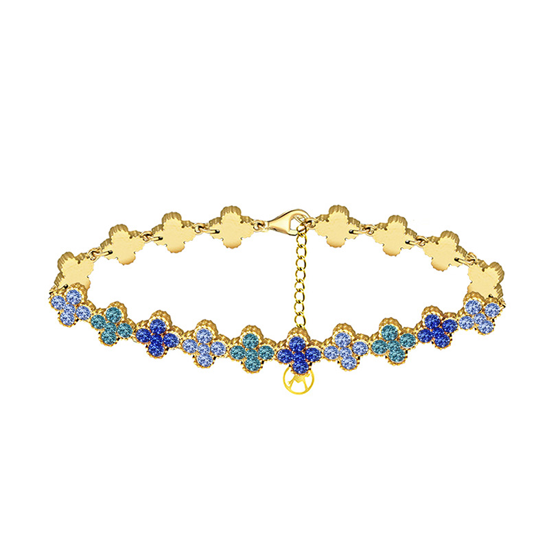 BRACCIALE A QUADRIFOGLI CON STRASS COLORATI - YC2588C232