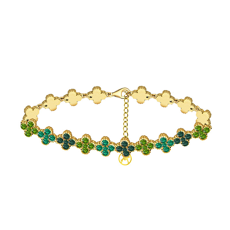 BRACCIALE A QUADRIFOGLI CON STRASS COLORATI - YC2588C232