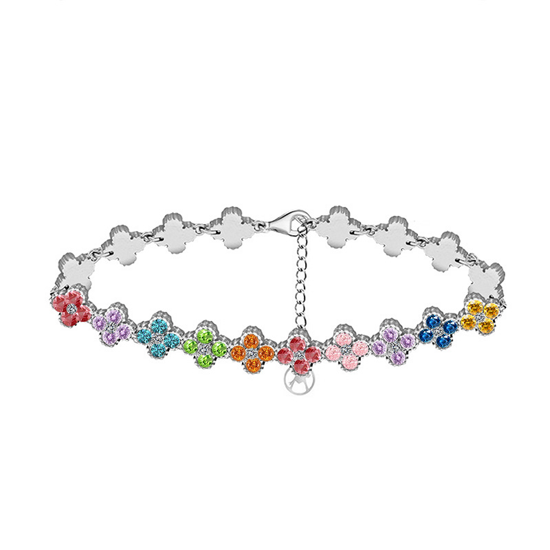 BRACCIALE A QUADRIFOGLI CON STRASS COLORATI - YC2588C232
