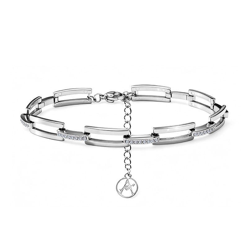 BRACCIALE MAGLIA RETTANGOLARE CON ZIRCONI - YC26112C907