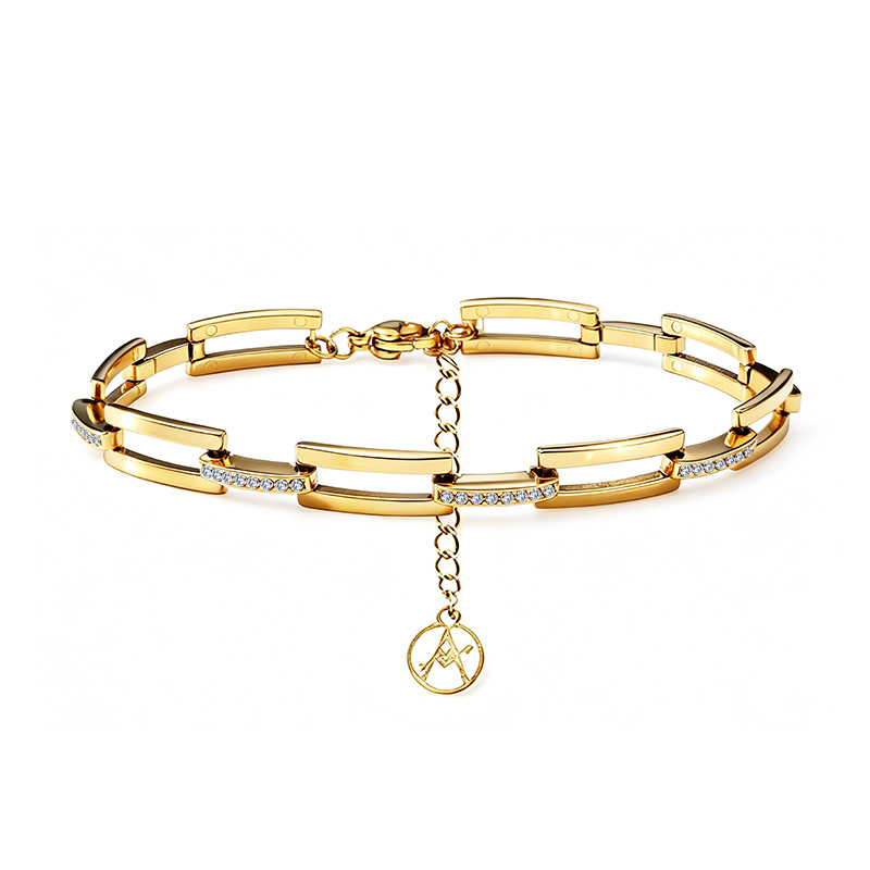 BRACCIALE MAGLIA RETTANGOLARE CON ZIRCONI - YC26112C907