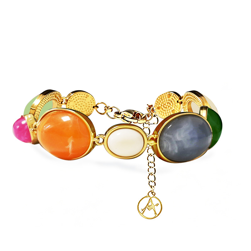 BRACCIALE A MAGLIE OVALI IN RESINA COLORATA - YC26116C912