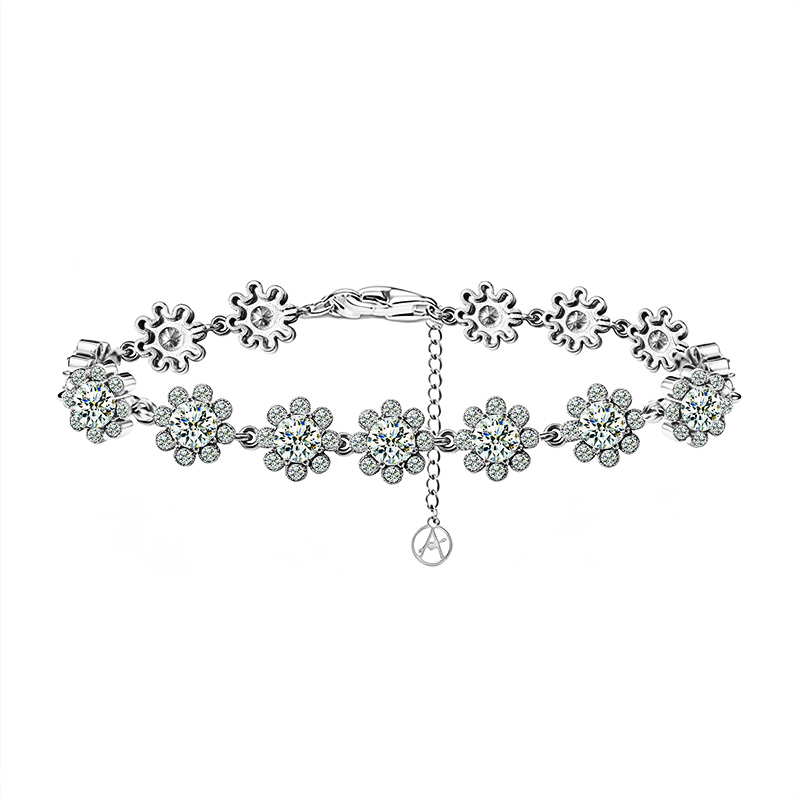 BRACCIALE A FIORI CON ZIRCONI COLORATI - YC26128C882