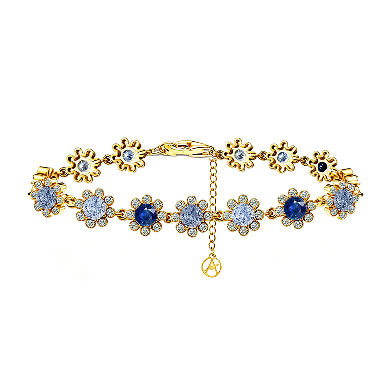 BRACCIALE A FIORI CON ZIRCONI COLORATI - YC26128C882
