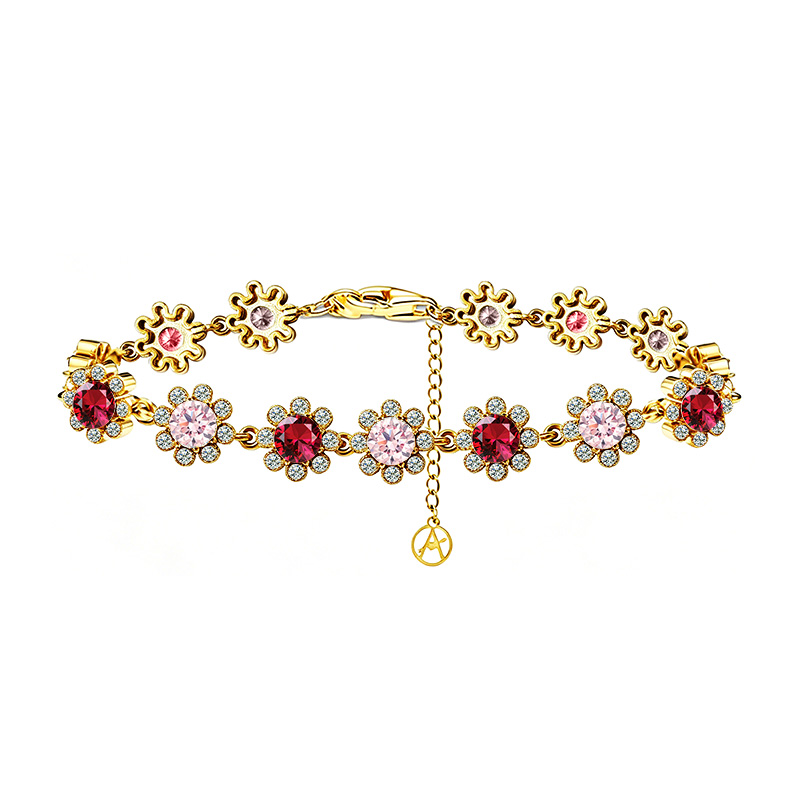 BRACCIALE A FIORI CON ZIRCONI COLORATI - YC26128C882
