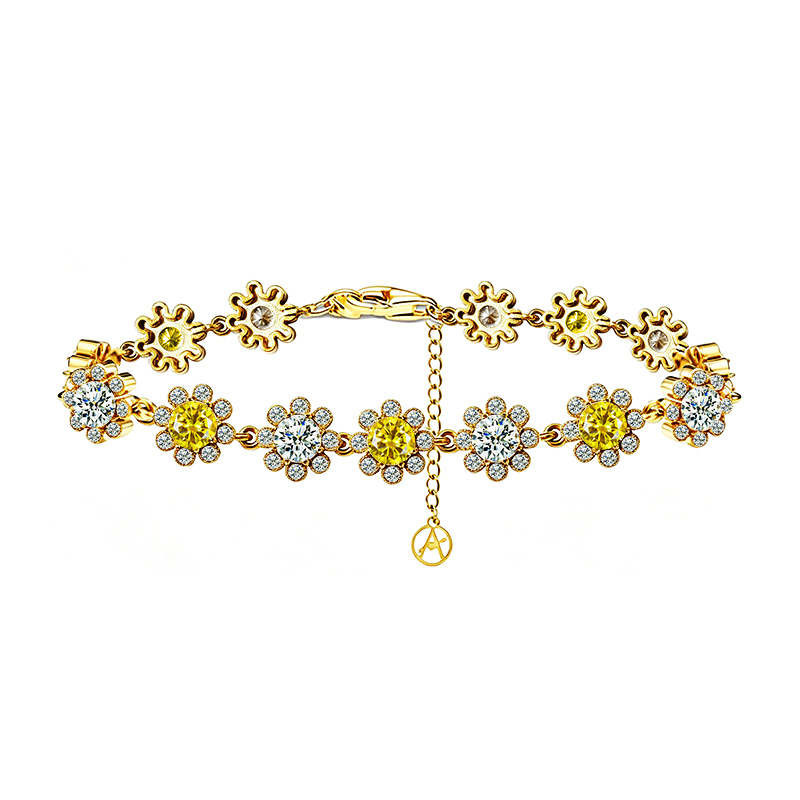 BRACCIALE A FIORI CON ZIRCONI COLORATI - YC26128C882