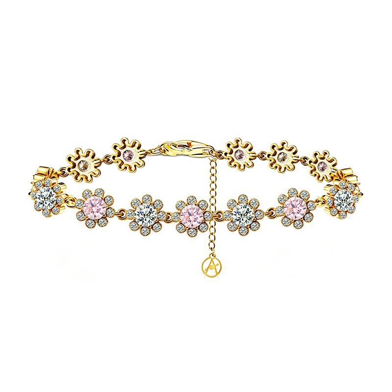 BRACCIALE A FIORI CON ZIRCONI COLORATI - YC26128C882