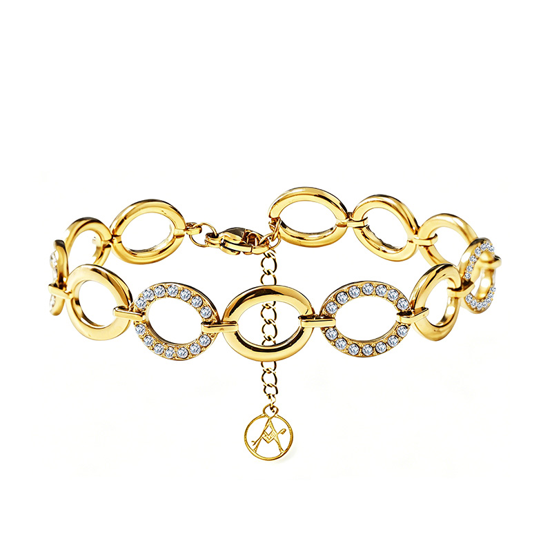 BRACCIALE MAGLIA OVALE CON ZIRCONI - YC26128C905