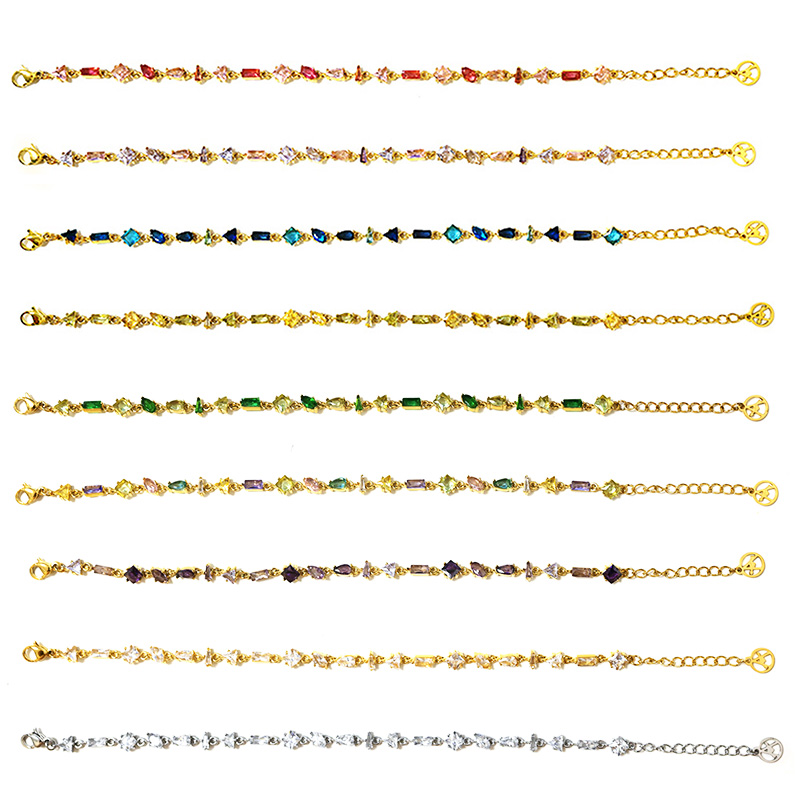 BRACCIALE GEOMETRICO CON ZIRCONI MULTITAGLIO COLORATI - YC26152C887