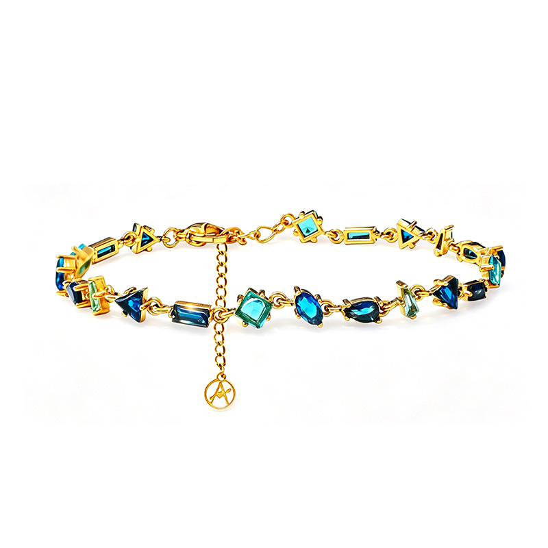 BRACCIALE GEOMETRICO CON ZIRCONI MULTITAGLIO COLORATI - YC26152C887