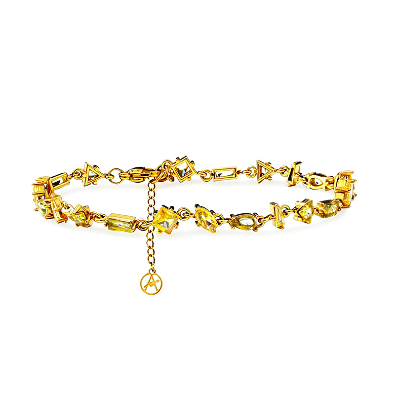 BRACCIALE GEOMETRICO CON ZIRCONI MULTITAGLIO COLORATI - YC26152C887