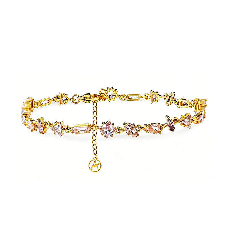 BRACCIALE GEOMETRICO CON ZIRCONI MULTITAGLIO COLORATI - YC26152C887