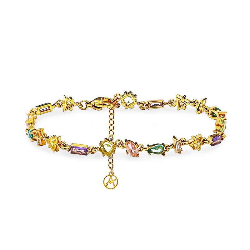 BRACCIALE GEOMETRICO CON ZIRCONI MULTITAGLIO COLORATI - YC26152C887