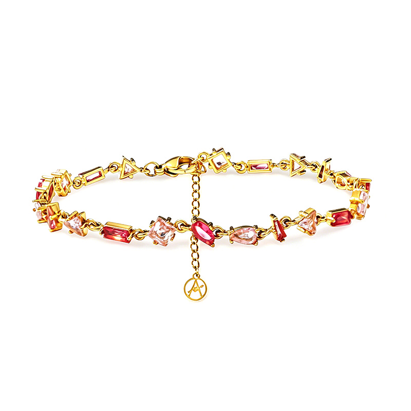 BRACCIALE GEOMETRICO CON ZIRCONI MULTITAGLIO COLORATI - YC26152C887
