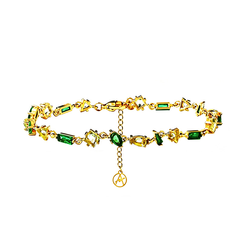 BRACCIALE GEOMETRICO CON ZIRCONI MULTITAGLIO COLORATI - YC26152C887