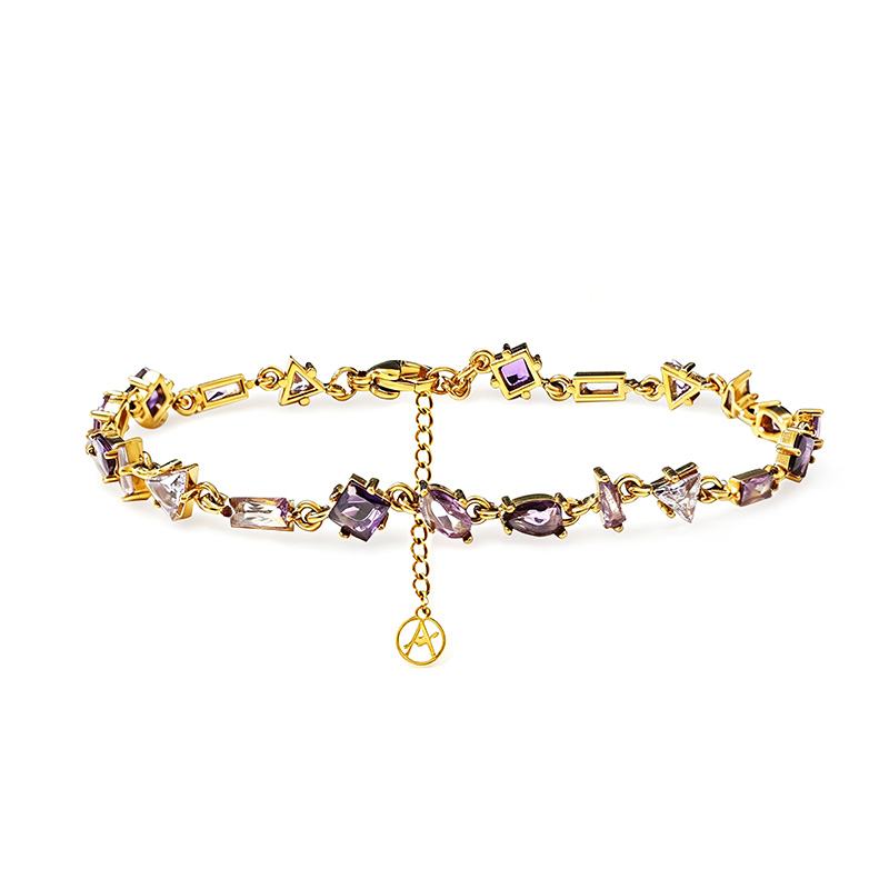BRACCIALE GEOMETRICO CON ZIRCONI MULTITAGLIO COLORATI - YC26152C887
