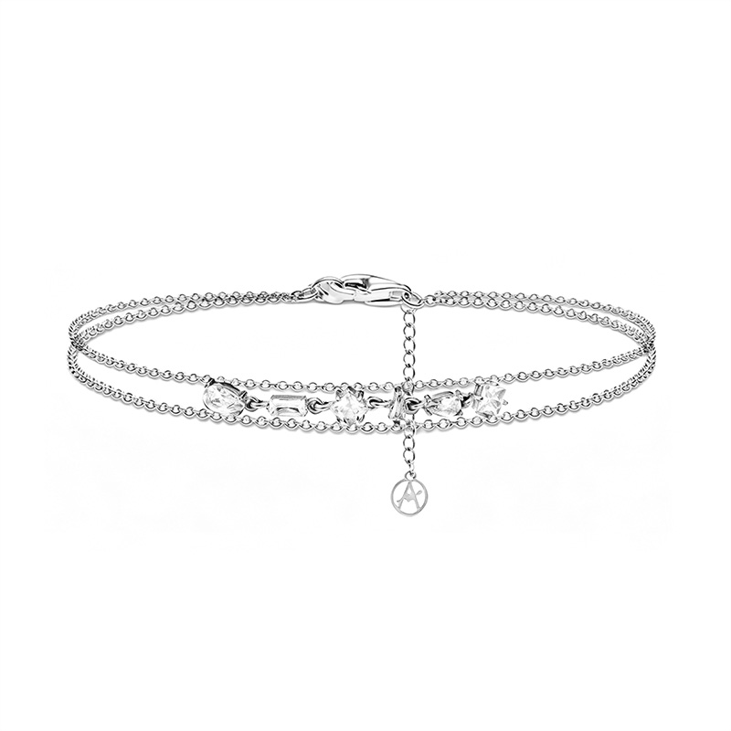BRACCIALE DOPPIA CATENA CON ZIRCONI MULTIFORMA - YC2668C927