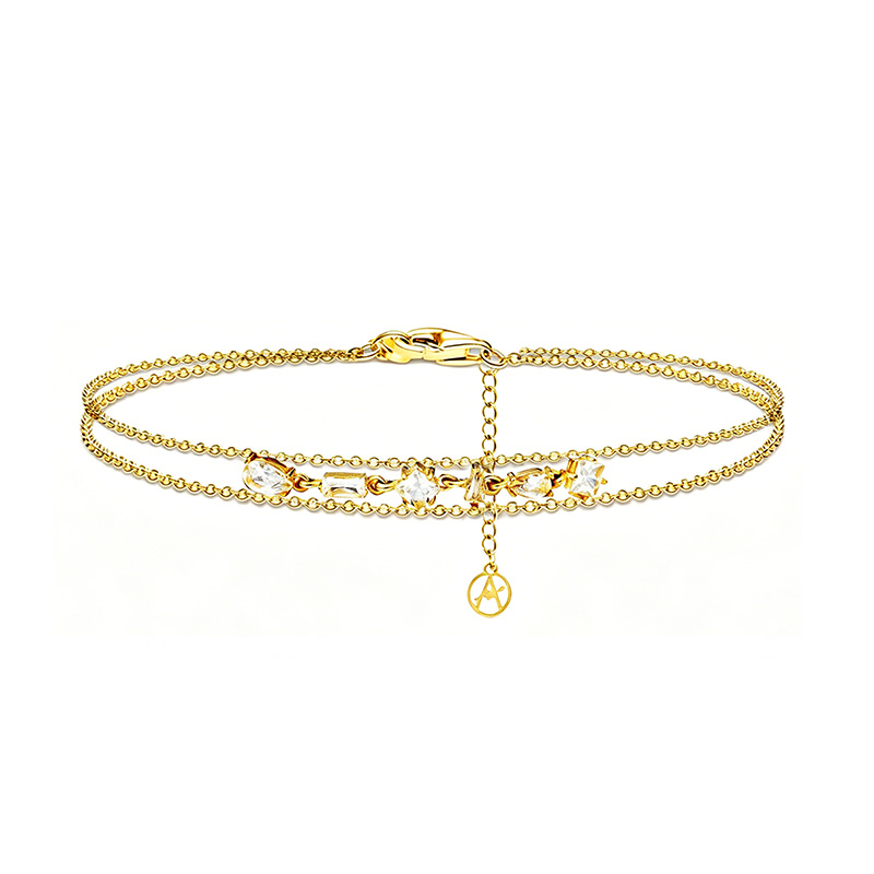 BRACCIALE DOPPIA CATENA CON ZIRCONI MULTIFORMA - YC2668C927