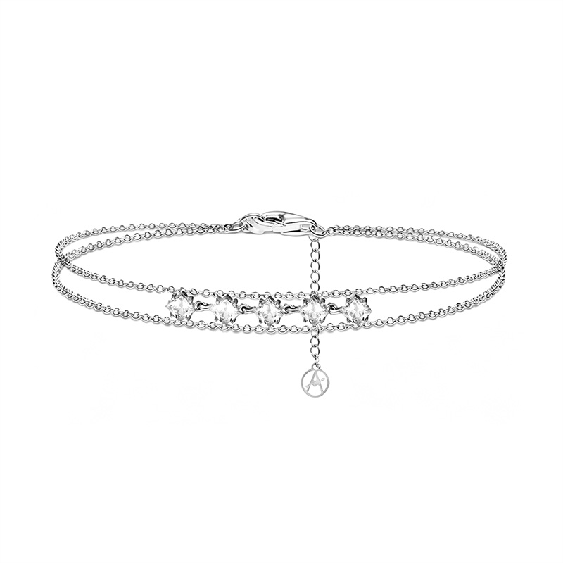 BRACCIALE DOPPIA CATENA CON ZIRCONI A ROMBO - YC2668C929