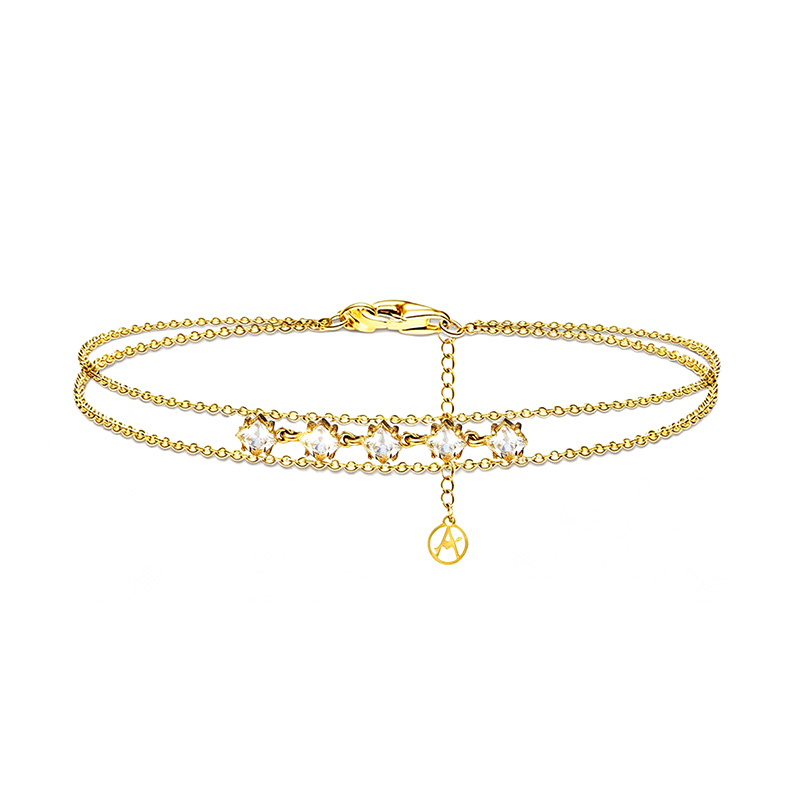 BRACCIALE DOPPIA CATENA CON ZIRCONI A ROMBO - YC2668C929