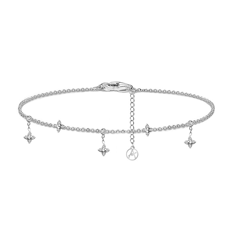 BRACCIALE CON ZIRCONI E FIORELLINI PENDENTI - YC2684C938