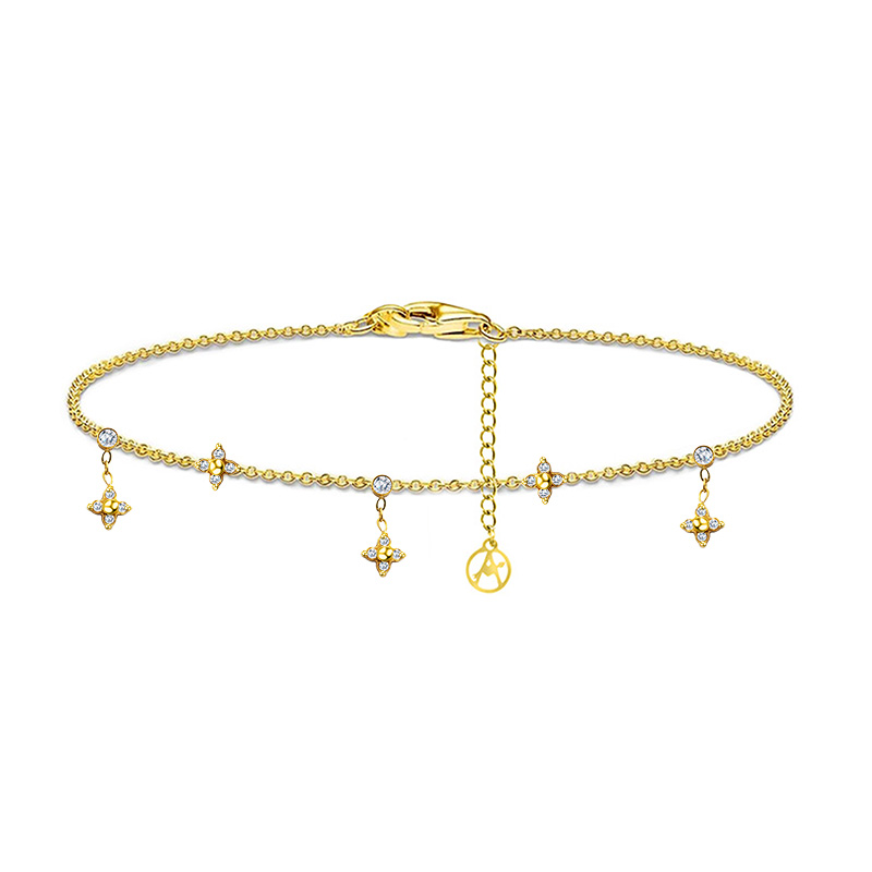 BRACCIALE CON ZIRCONI E FIORELLINI PENDENTI - YC2684C938