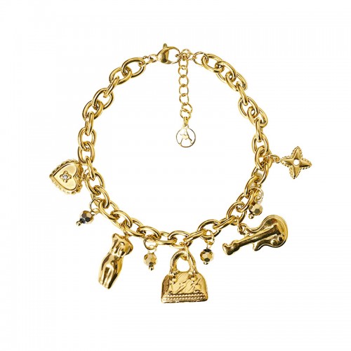 BRACCIALE A CATENA CON CHARMS E CRISTALLI - YNK24108B721