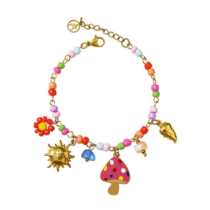 BRACCIALE CON PERLINE COLORATE E CHARMS - YNK25944C519