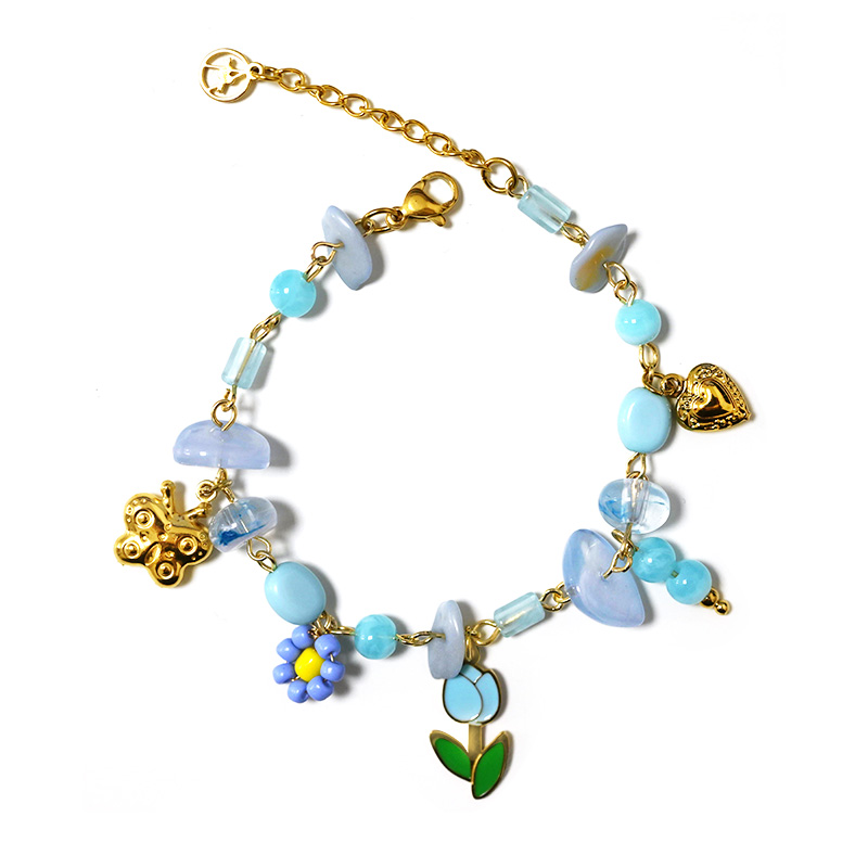 BRACCIALE CON PERLINE COLORATE E CHARMS TULIPANO - YNK25944C520