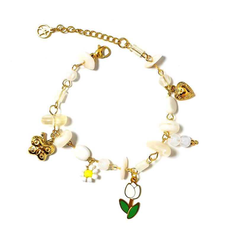 BRACCIALE CON PERLINE COLORATE E CHARMS TULIPANO - YNK25944C520