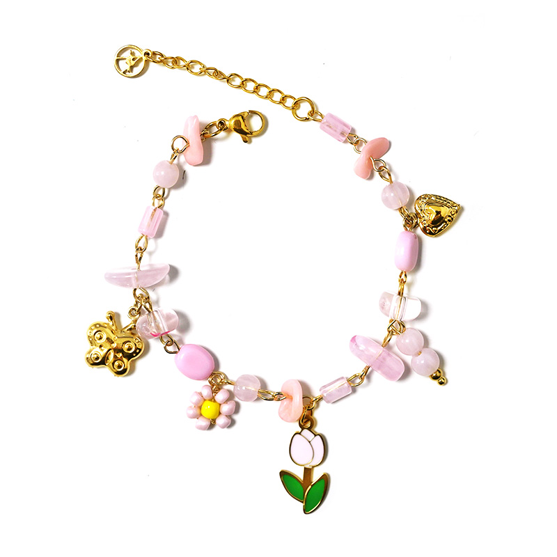 BRACCIALE CON PERLINE COLORATE E CHARMS TULIPANO - YNK25944C520