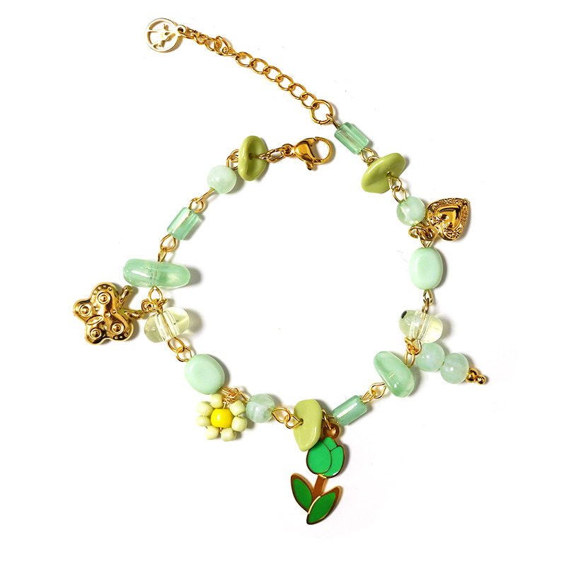 BRACCIALE CON PERLINE COLORATE E CHARMS TULIPANO - YNK25944C520