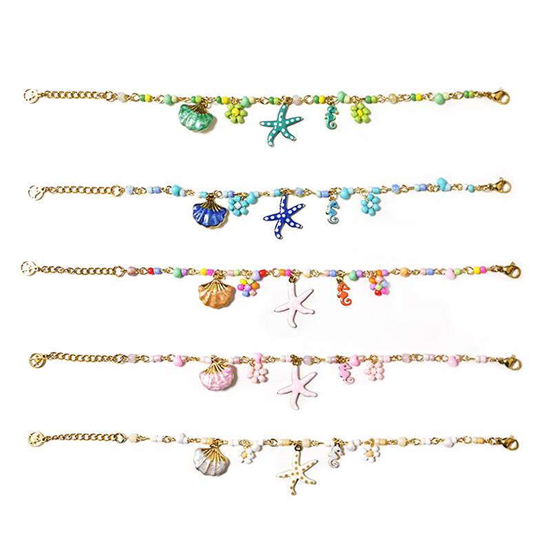 BRACCIALE CON PERLINE COLORATE E CHARMS MARINI - YNK25944C521