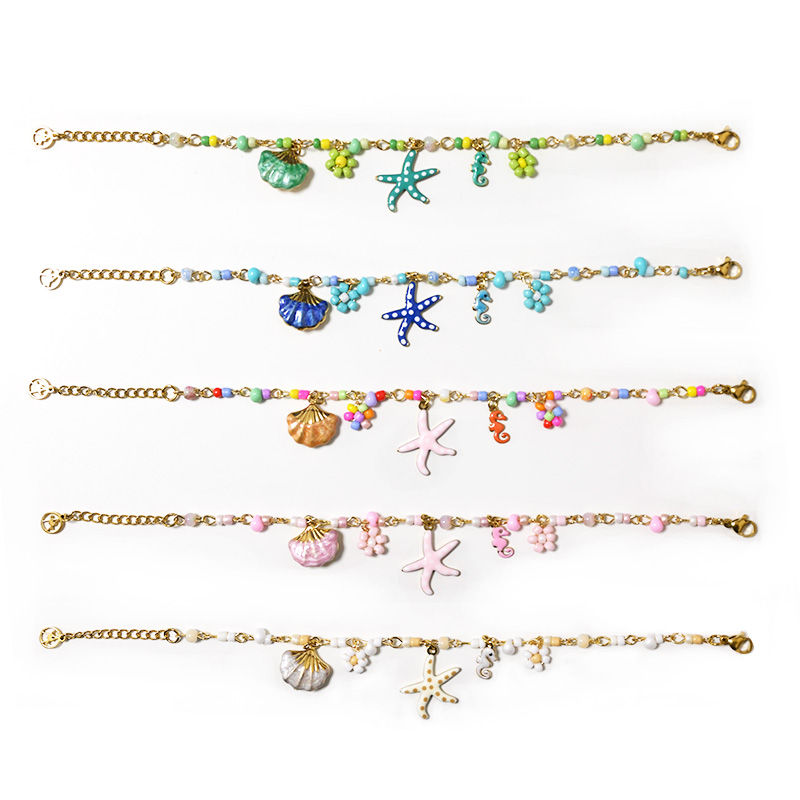 BRACCIALE CON PERLINE COLORATE E CHARMS MARINI - YNK25944C521
