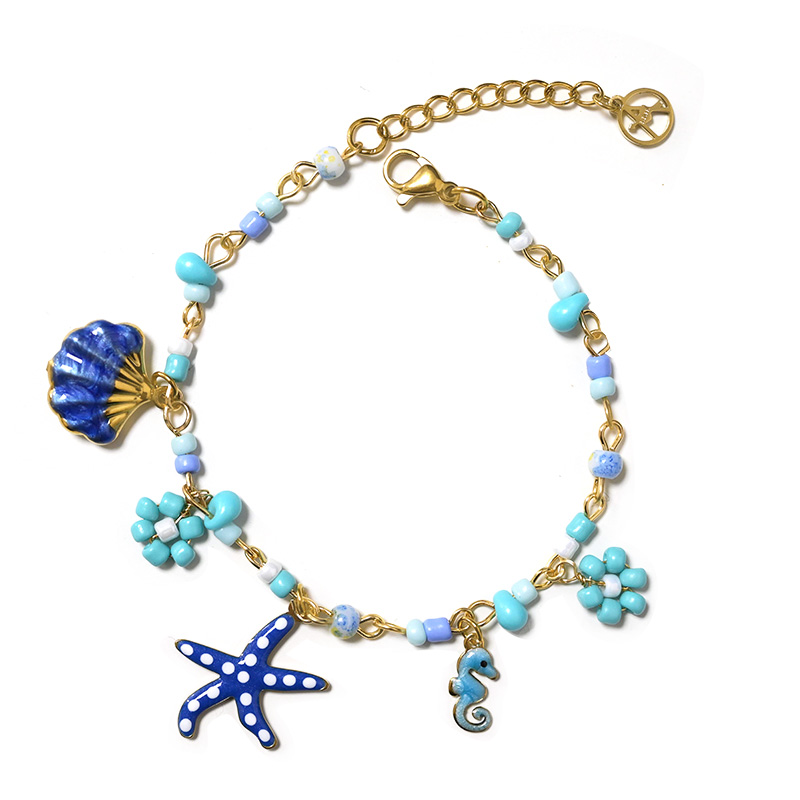 BRACCIALE CON PERLINE COLORATE E CHARMS MARINI - YNK25944C521