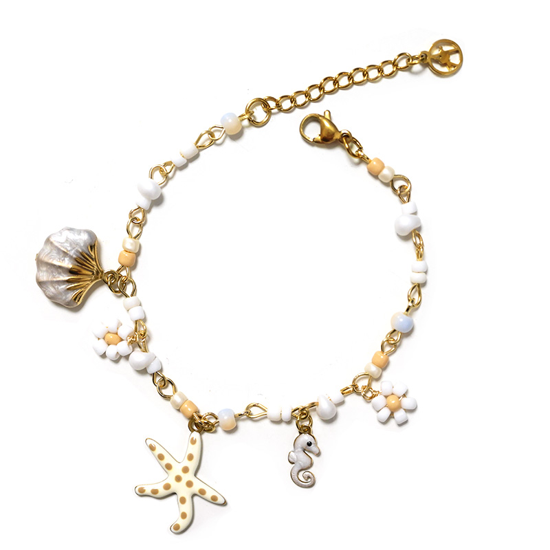 BRACCIALE CON PERLINE COLORATE E CHARMS MARINI - YNK25944C521